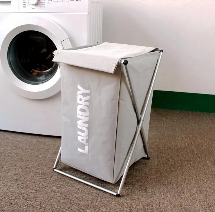 

3-section Toilet Laundry Basket Aluminum Frame Durable Bathroom Bedroom Household Dirty Clothes Laundry Basket