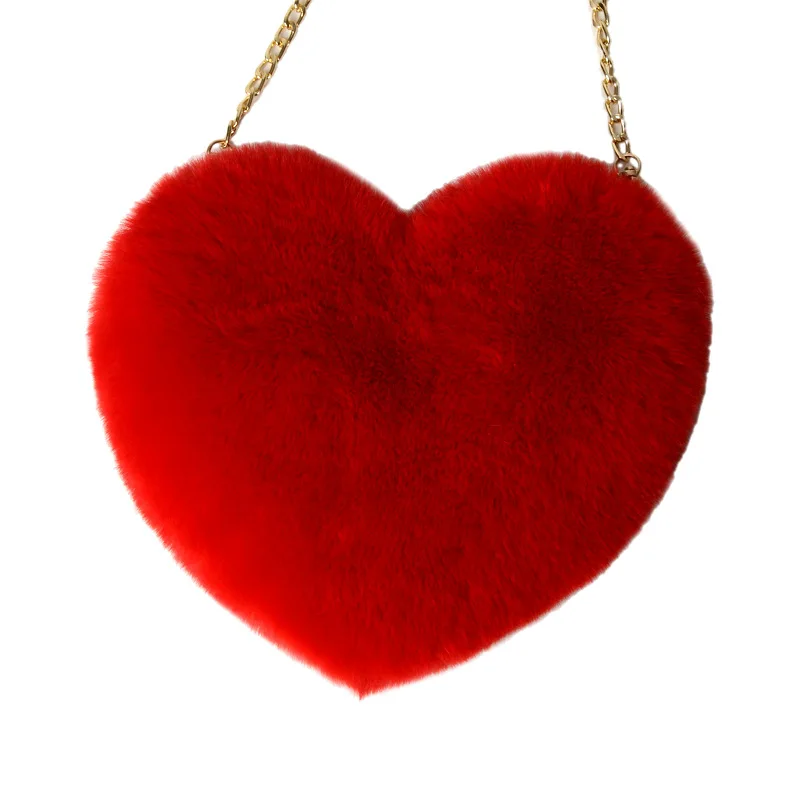 

XP1044 2020 fashion heart shaped furry chain bags crossbody single shoulder sweet handbags lovely handbag for girls