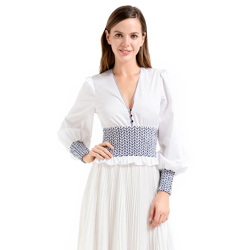 

T032 Spring Summer Fall High Quality Fashion Elegant Cotton Career Casual Women T-Shirt Shirt Blouse Tops