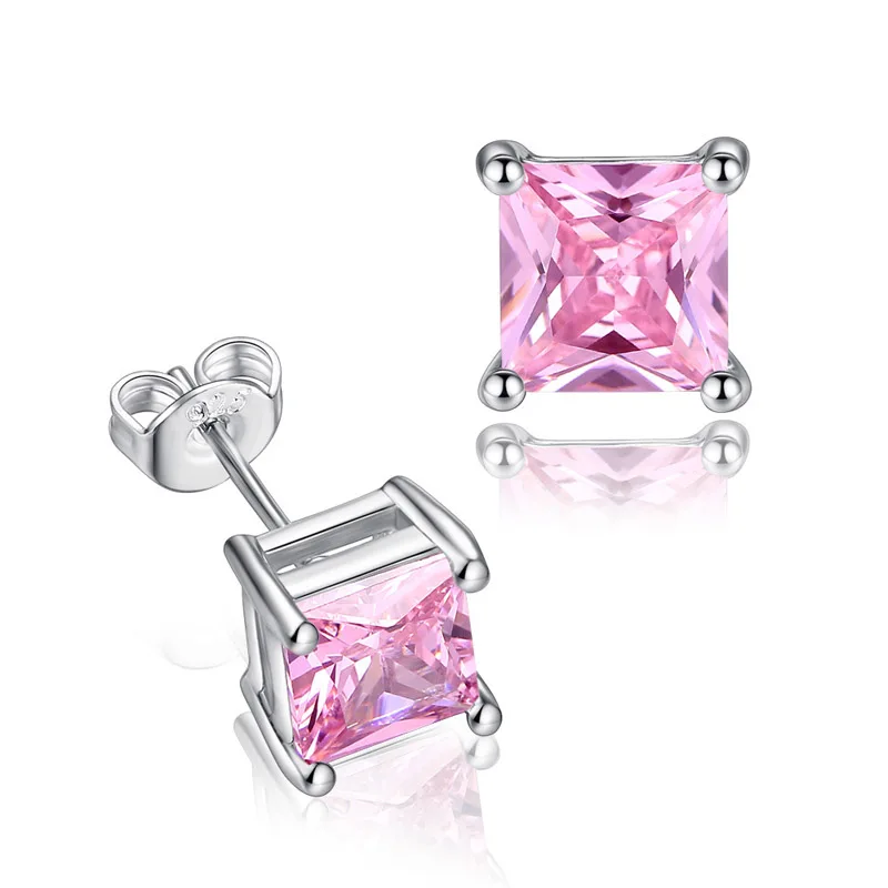 

Korean Fashion Square Zircon Diamond custom earrings stainless steel Stud Earrings Women Jewelry