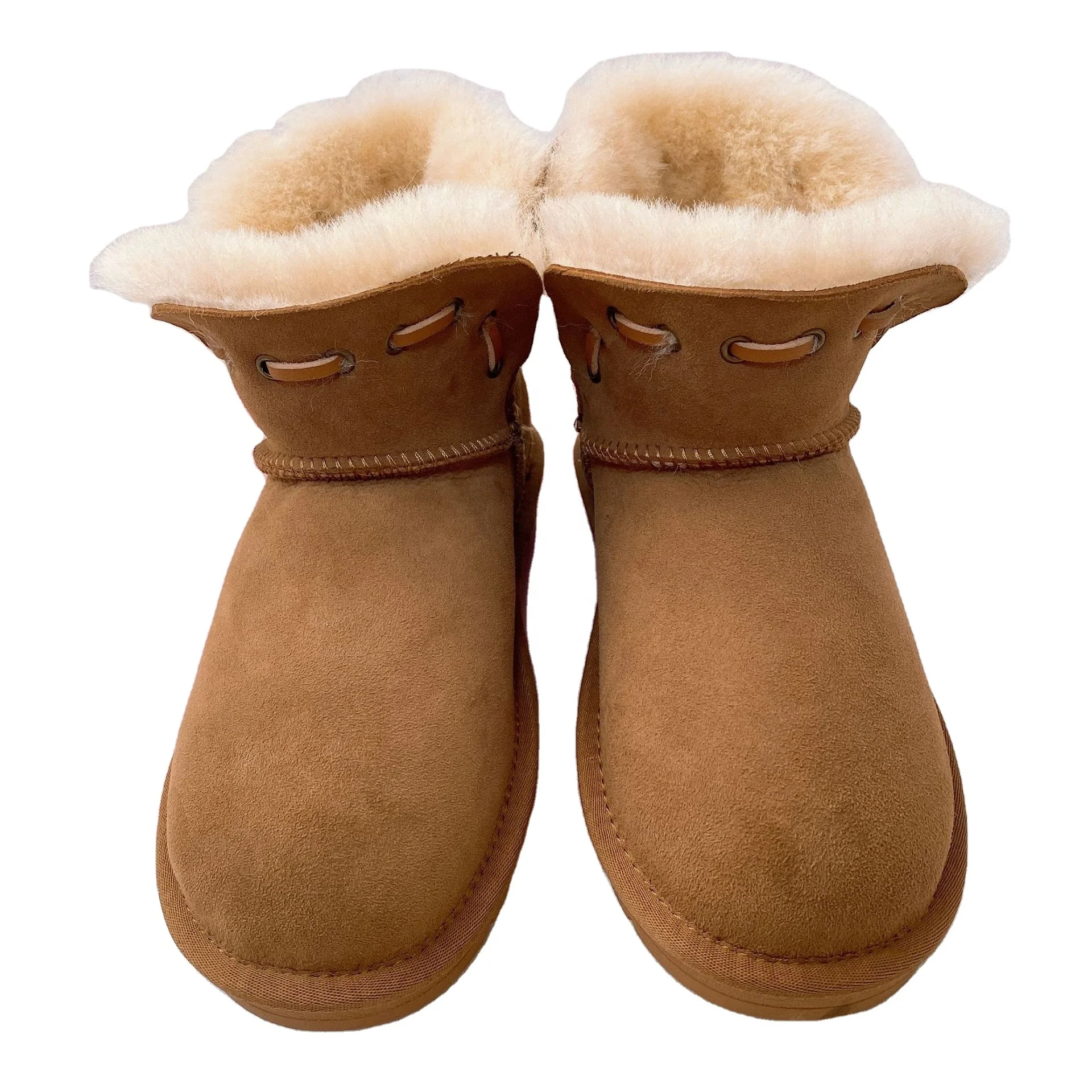 

New style sheepskin and wool all-in-one velvet custom design and ankle short autumn and winter ladies adult snow boots