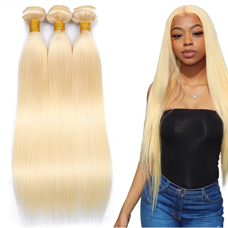 

Wholesale 613 Blonde Hair Wig Vendors Brazilian Cuticle Align Raw Virgin Human Hair Bundle 613 30 Inch Silky Straight Bundles, Blonde color 613#