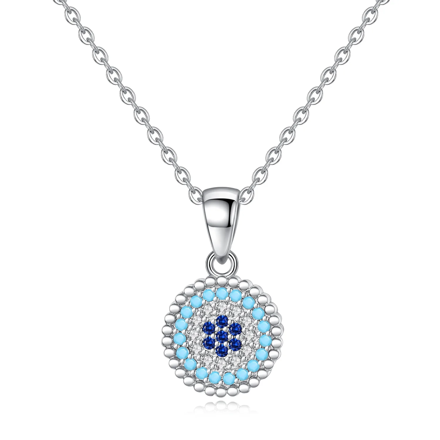 

wholesales bohemian 925 evil eye women pendant necklace silver jewelry