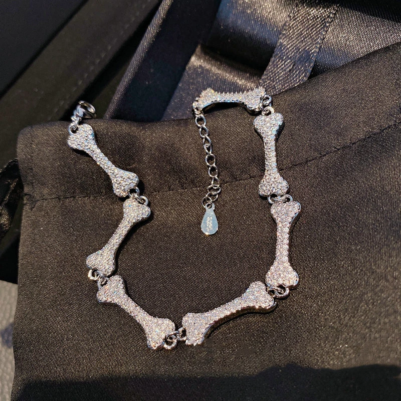 

Luxury Fashion Full Diamond Tennis Men Bracelet Zircon Bone Shaped Bracelet