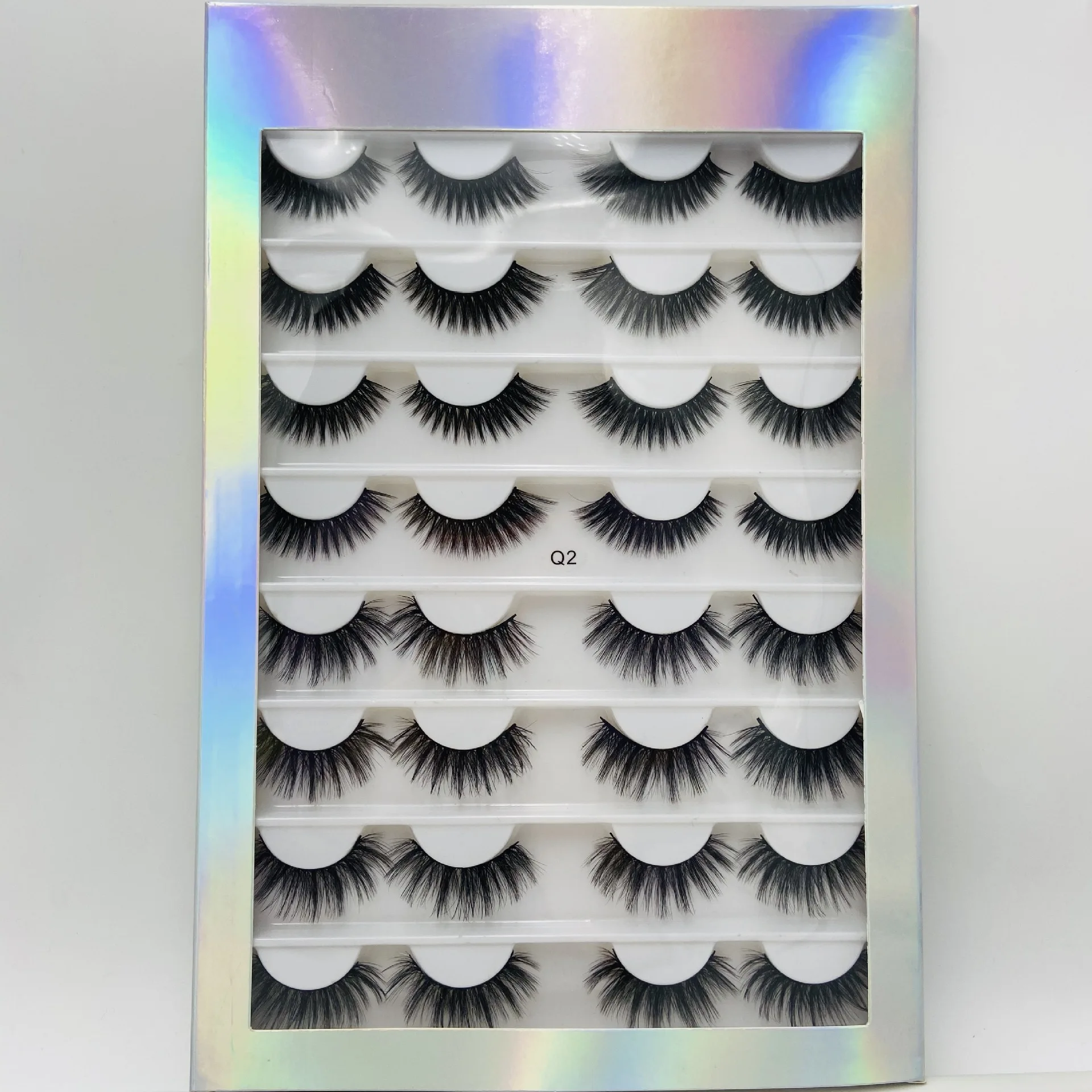 

lashbook reusable 16 pair mink hair fake eyelashes 3d 5d faux mink eyelashes and holographic box