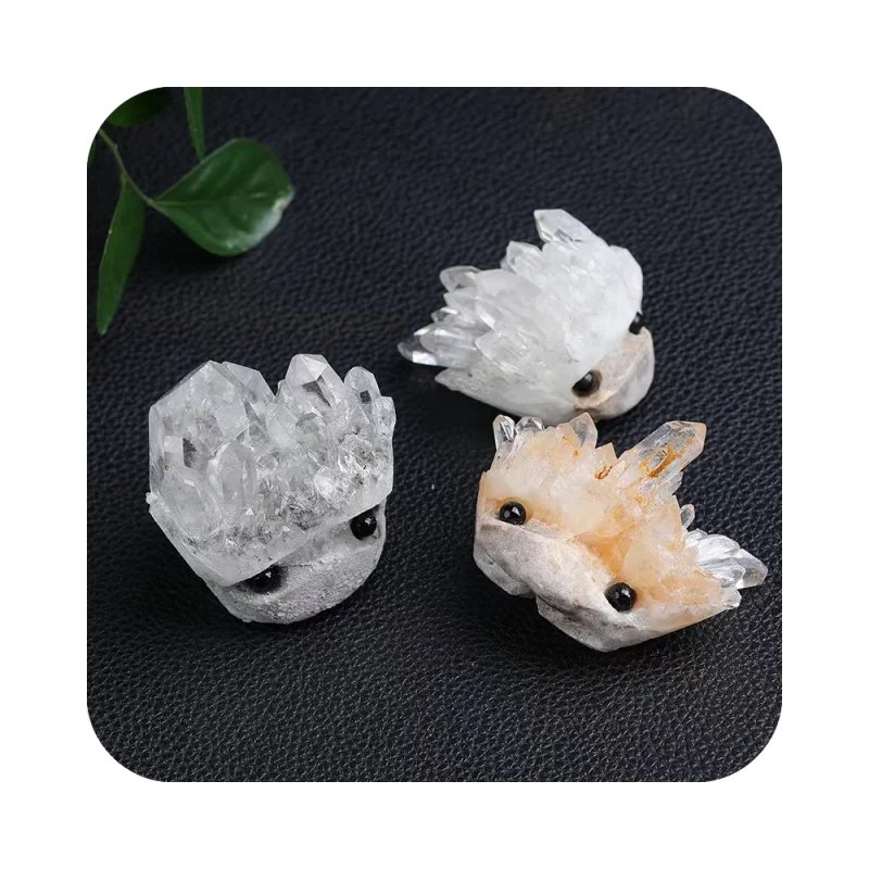

Bulk Wholesale healing Gemstone Hand Carved Hedgehog Crystal cluster gift Hedgehog crafts Carving for fengshui