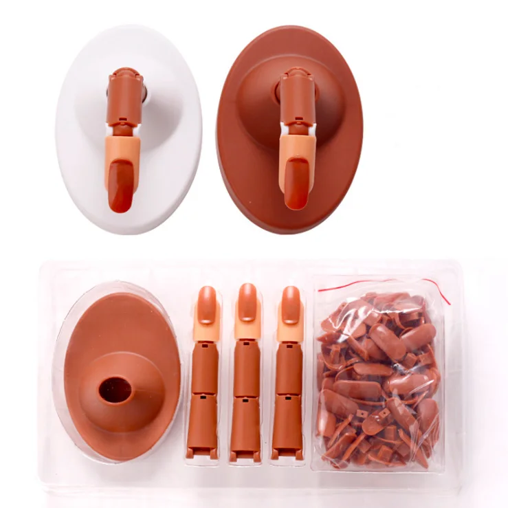 

Silicone Acrylic Train Hand Fingers For Nails Manicure Hand Model Nail training Practice Finger, Brown