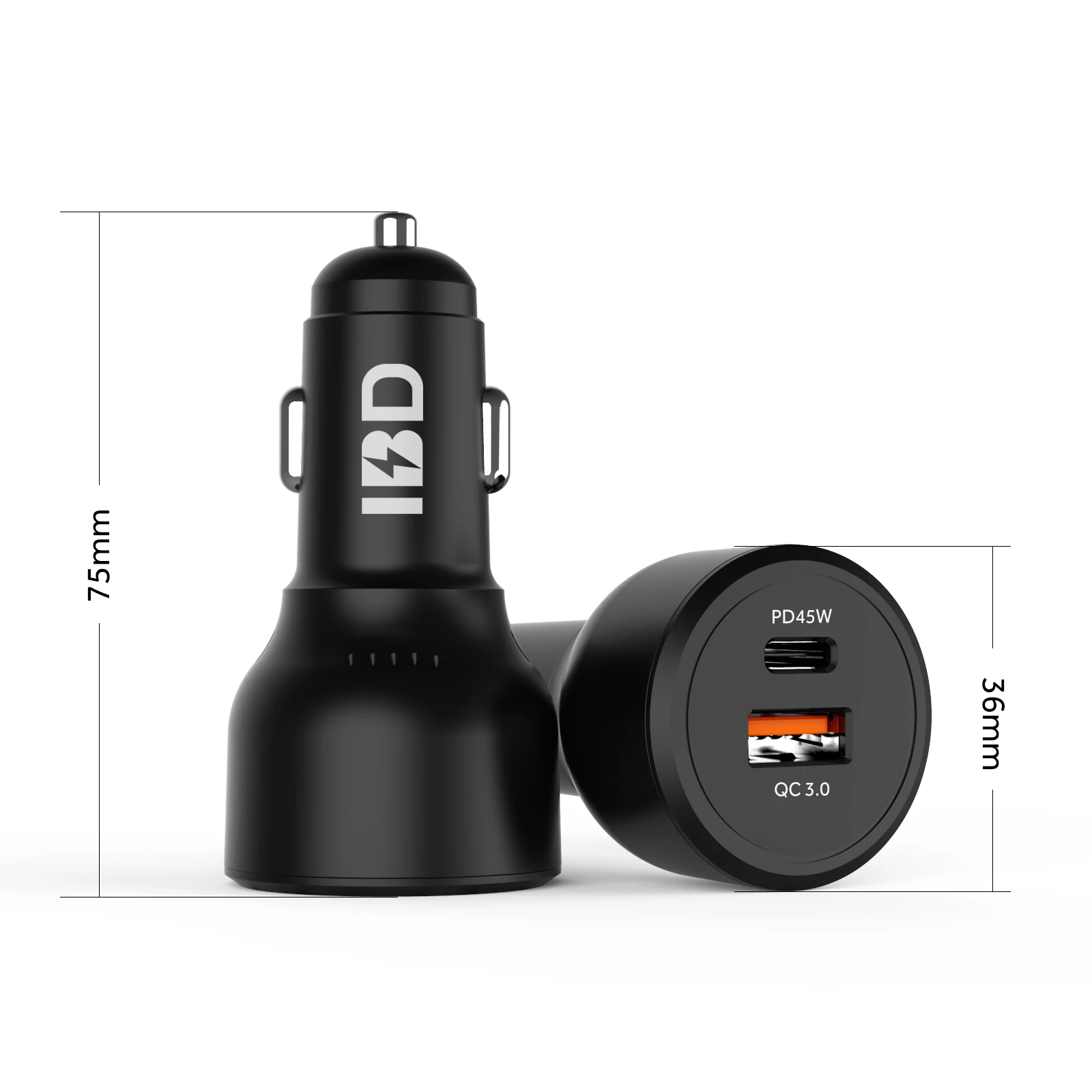 

Electric pd 45w qc3.0 two ports type-c car charger dual port car laptop charger for sale, Black oem