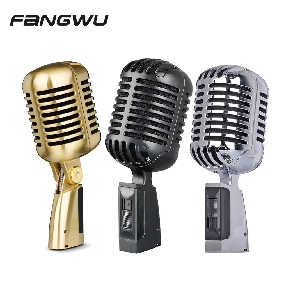 

Wholesale Good Vintage Microphone Stands Desktop Retro Condenser Mic Low Price, Silver & gold