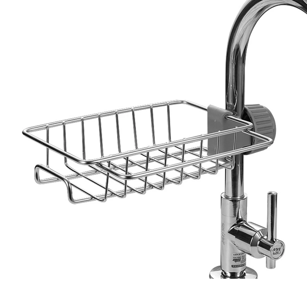 

Stainless Steel Faucet Rack Storage Rack Sink Caddy Sponge Soap Holder Organizer Hanging Drain Shelf for Bathroom Kitchen