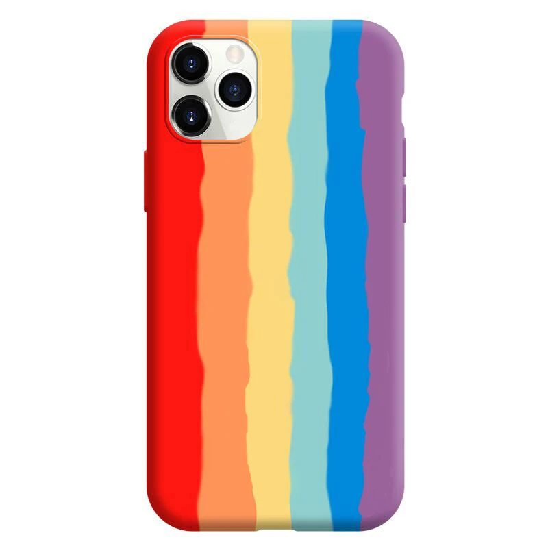

Logo Liquid Silicone Cell Phone Case For iPhone SE 2 6 7 8 X XR XS Max ,For iPhone 11 Rainbow Color Silicone Phone Cases