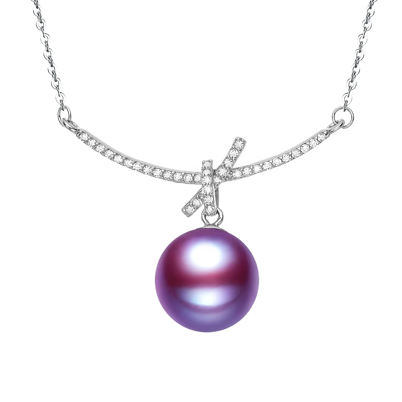 

Zhuji Purple Big  Pearls S925 Sterling Silver Cross White Handmade Pearl Pendant Jewelry Women Ladies