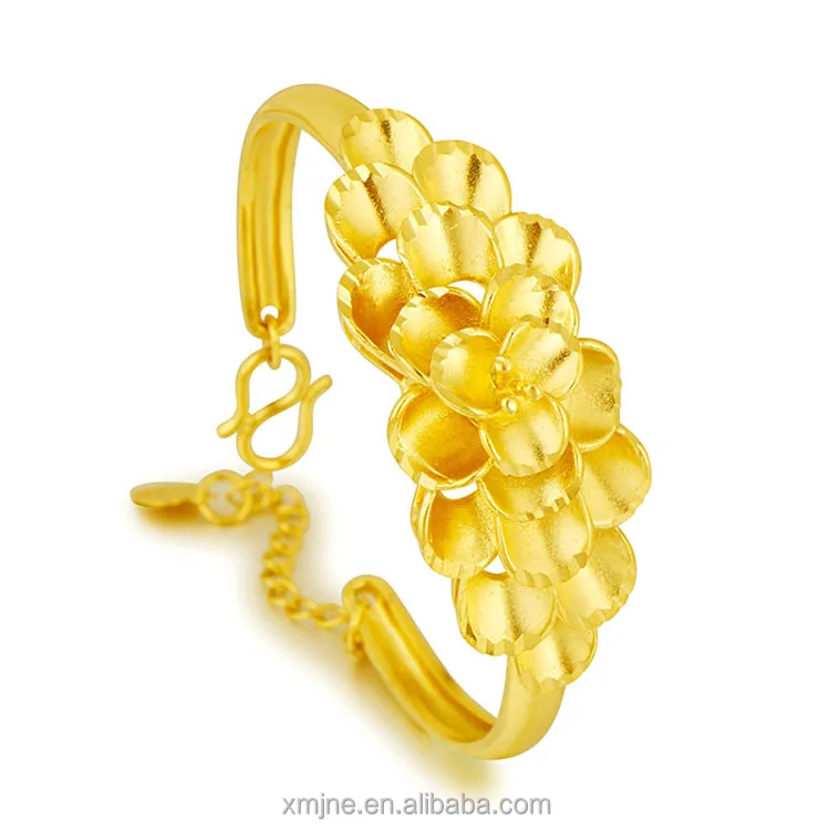 

Gold Plated Women'S Bracelets Vietnam Sand Gold Multi Layer Big Flower Bracelets Retro Open Bracelet