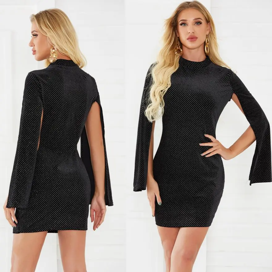 

New Club Dresses Women Full Dress Mini Womens Clothing Tihgt Holiday Dress, Black