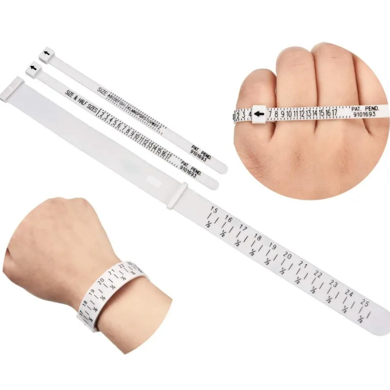

Amazon Supply Jewelry Making Tools Kits US Size Plastic Finger Measuring Plastic Ring Gauge Ring Sizer, White, black, customized