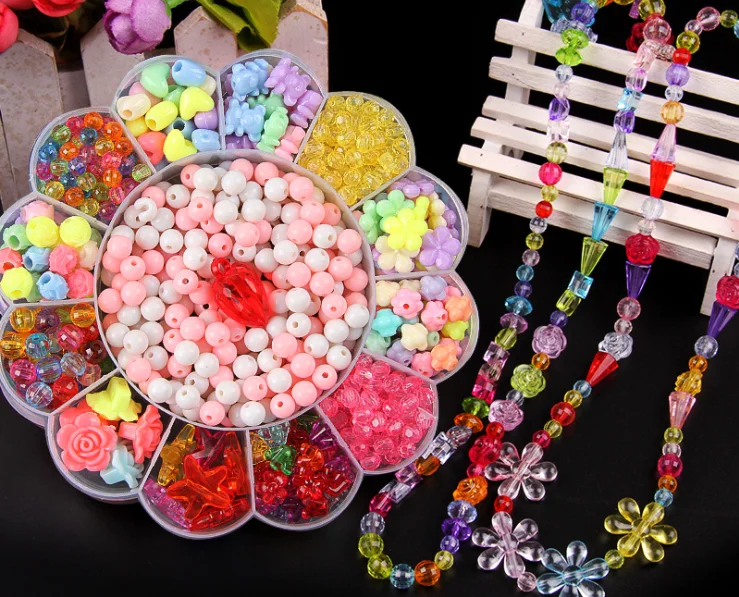 小女孩创意智能珠子套装盒子儿童串珠玩具礼物儿童diy糖果珠子魅力