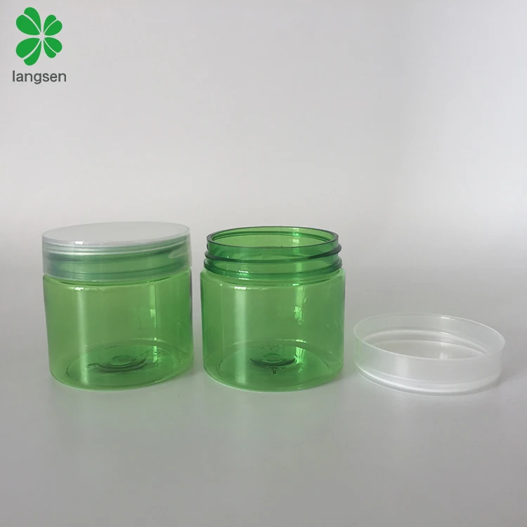 Empty 50ml PET plastic green color cosmetic pot jar container