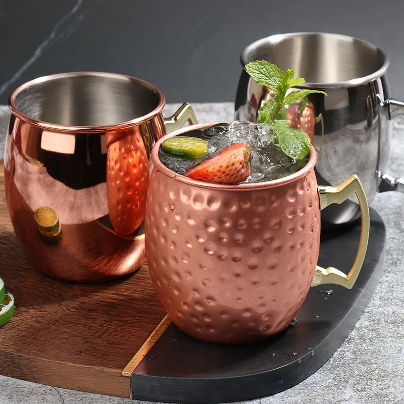 

18 oz Moscow Mule Copper Mug Sublimation Copper Stainless Steel Mug Engraved Beer Drinking Mug, Rose/black/sliver