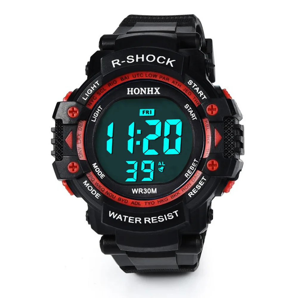 

HONHX 53-801 digital watch band watches clock manufacture current silicone blet sport watches outdoor digital wristwatch