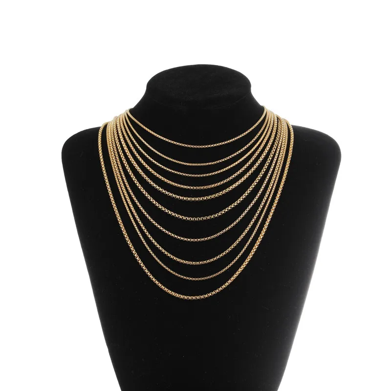 

2mm 2.5mm 3mm Wholesale Stainless Steel Square Pearl Chain For Men And Women, Gold /silver/black