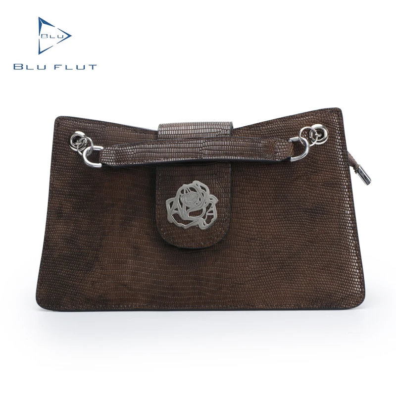 

New design RTS fast ship leather bags 2021 Blu Flut small ladies cosmetic crossbody shoulder bag with flower letter metal logo, Khaki ,greed or custom