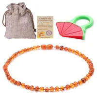 

Baroque Natural Cognac baltic amber teething necklace for babies