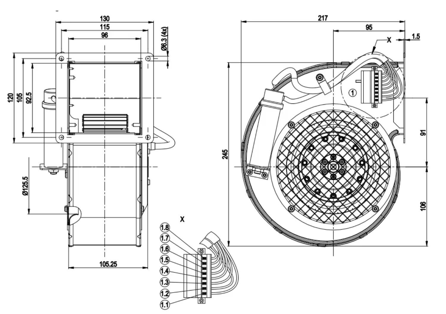 Centrifugal Blower, 140mm, G2E140-PI51-43, 230V - detail 10