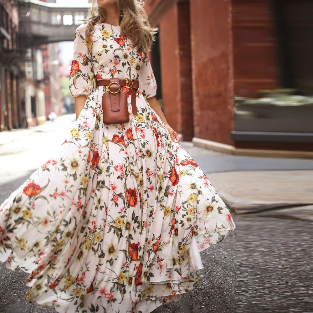 

PRETTY STEPS 2020 New Arrivals Summer Fashion Clothing Women Casual Dress Bohemian Floral Long Maxi Dress, Multic color