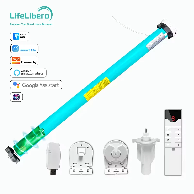 SZMYQ 3000mAh Smart WiFi Roller Blinds Motor System Tuya Smart Life App Control Modern Style for Office Automation Tubular Motor