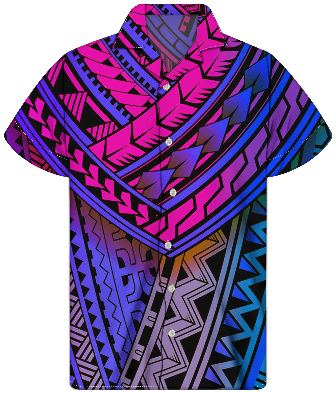 

Traditional Polynesian Tribal Printed Shirts For Men Vintage Custom Logo Men's Shirts Stylish Summer Beach Plus Size Shirts, Customized color