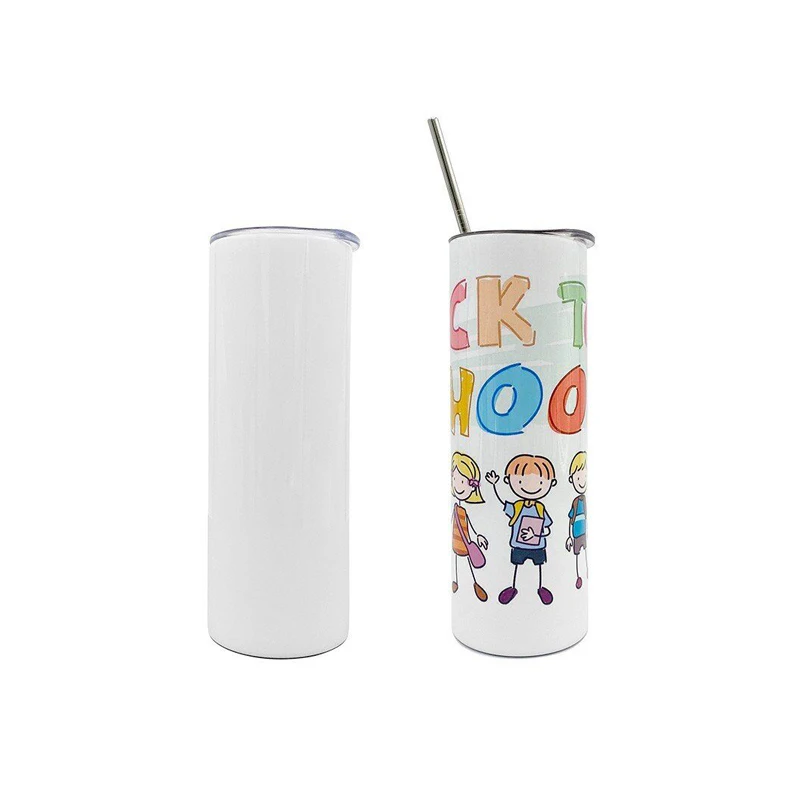 

Hotselling Sublimation Blank Heat Press  Stainless Steel Straight Tumbler with Stainless Steel Straw for Heat Transfer, White/sliver