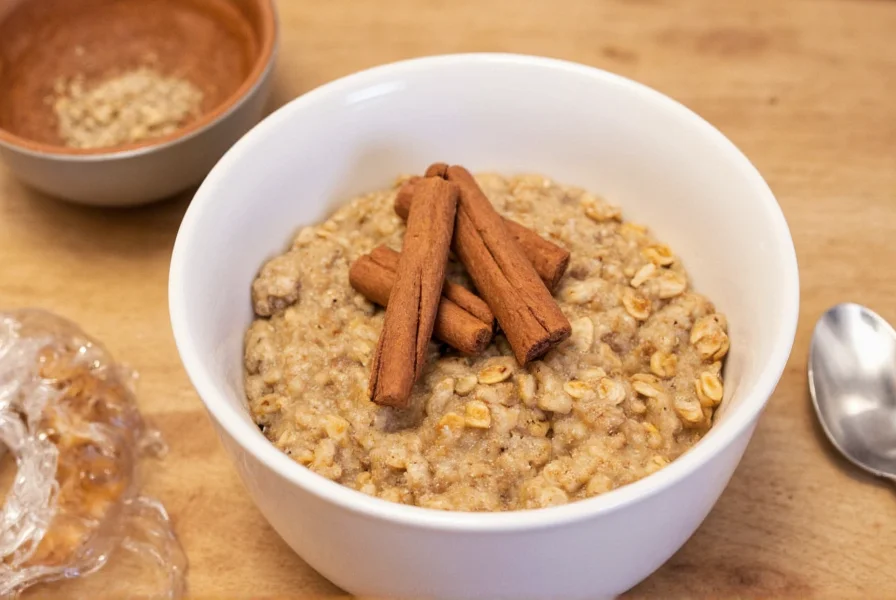 Brown sugar cinnamon oatmeal in bowl showing texture