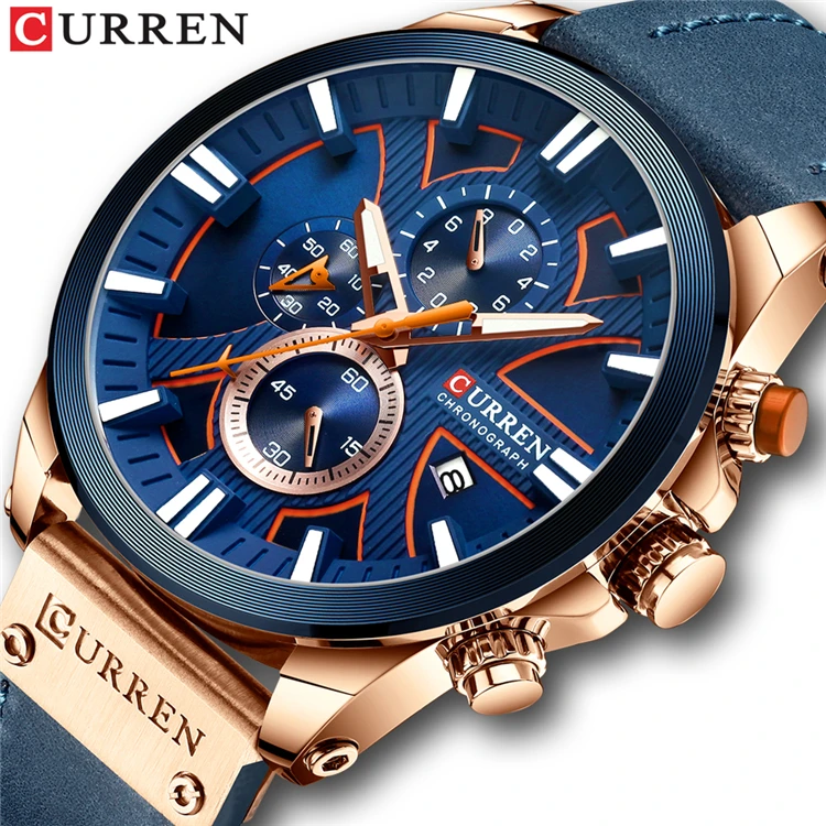 New Arrival 2019 CURREN 8346 Mens Watches Top Brand Luxury Fashion Leather Strap Sport Quartz Watches Outdoor Casual Wristwatch