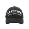 custom leather back closure 6 panel hats black 3d embroidery baseball cap