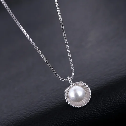 S925 sterling silver necklace wholesale Korean pearl chain sterling silver necklace silver jewelry