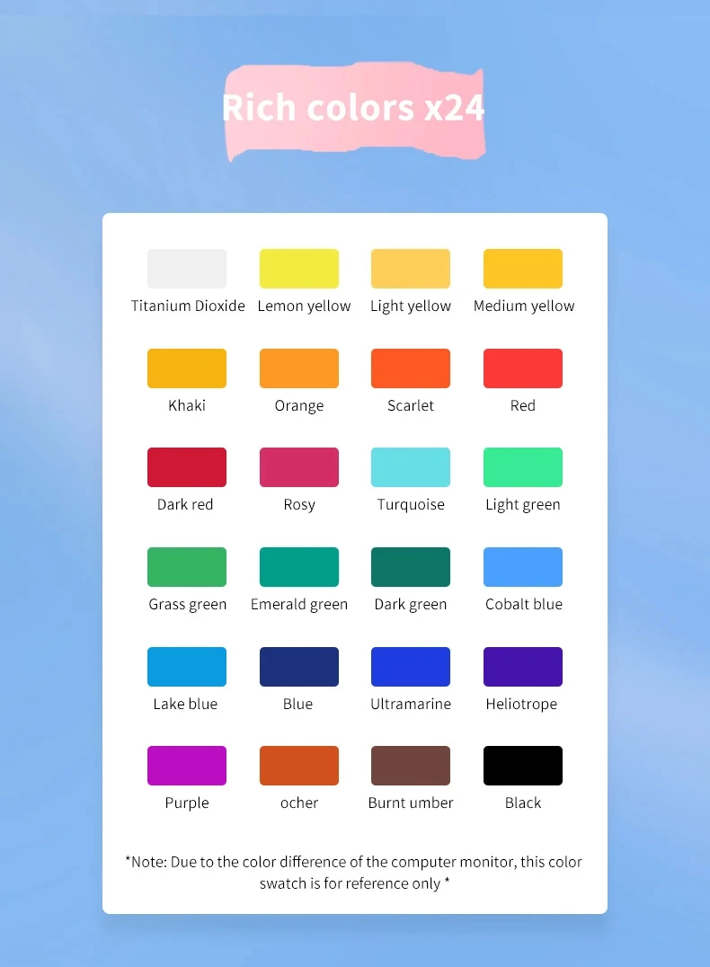 The New 24color Gouache Pigment Set Of Is 5ml,Safe And Nontoxic For