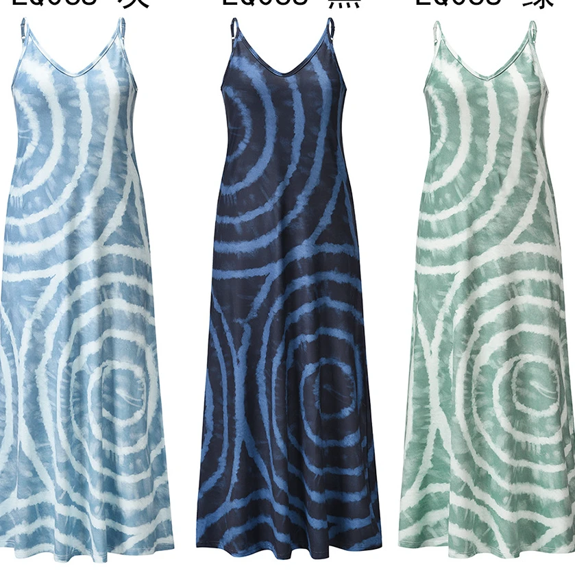 

Summer ladies women 2021 sleeveless bodycon dress Tie Dye Split Thigh Satin Cami Dress women summer beach sundress summer, Picture