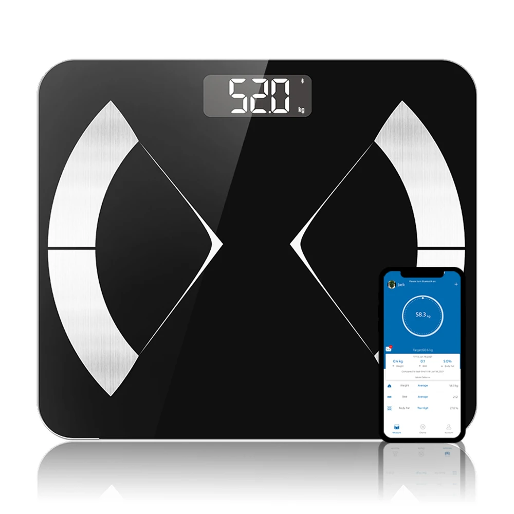 

Welland Housewares Smart Body Fat Scale with App Connected Fitdays Tempered Glass Weighing Scales
