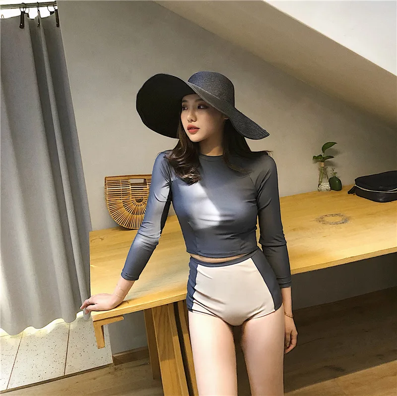 

YZ-0401 Fission Long Sleeve Size Swimsuit Female Chest Hot Spring Holiday Sexy Swimsuit Women