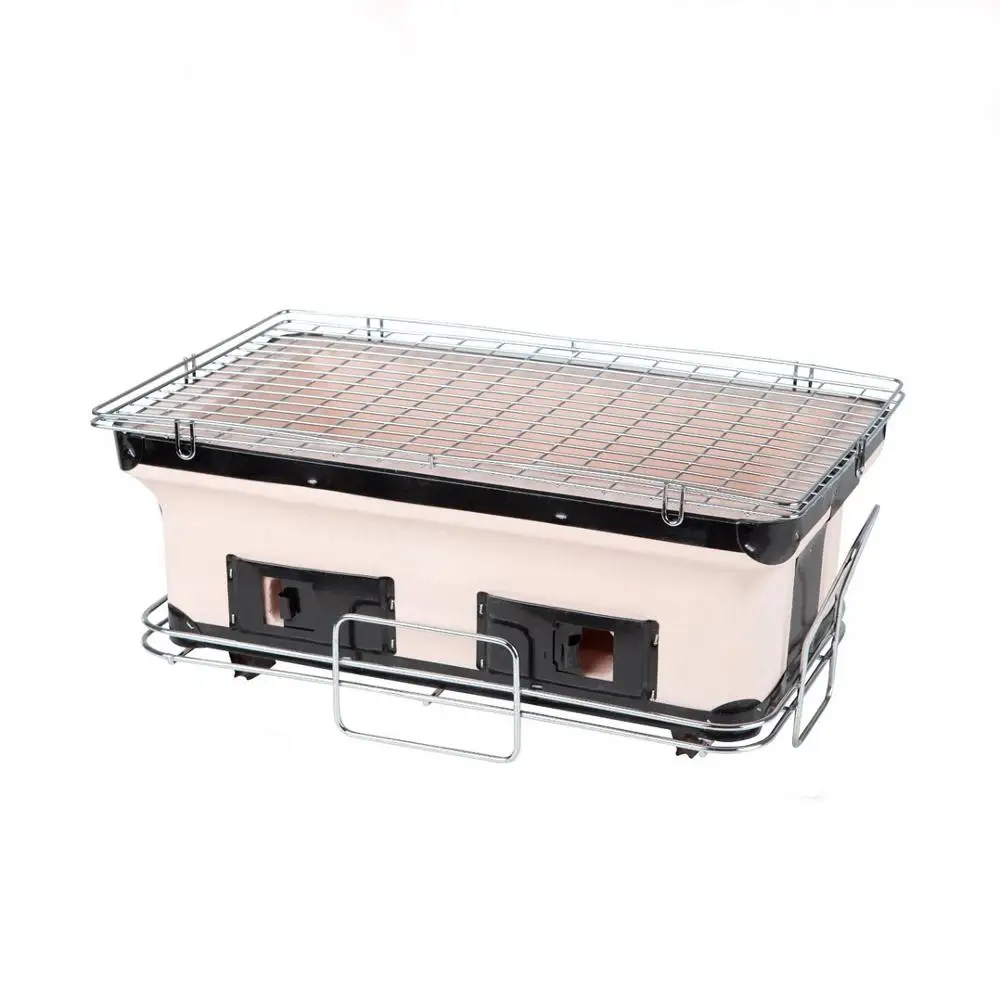 

Mini Hibachi Kebab Grill Portable Ceramic Tabletop BBQ Charcoal Teppanyaki Grill, White