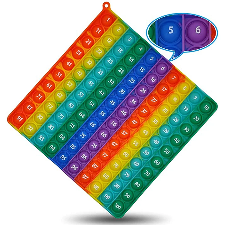 

EE506 Custom Kids Stress Relief Educational Toys Rainbow Silicone Square Multiplication Figure Numbers Math Sensory Fidget Toys