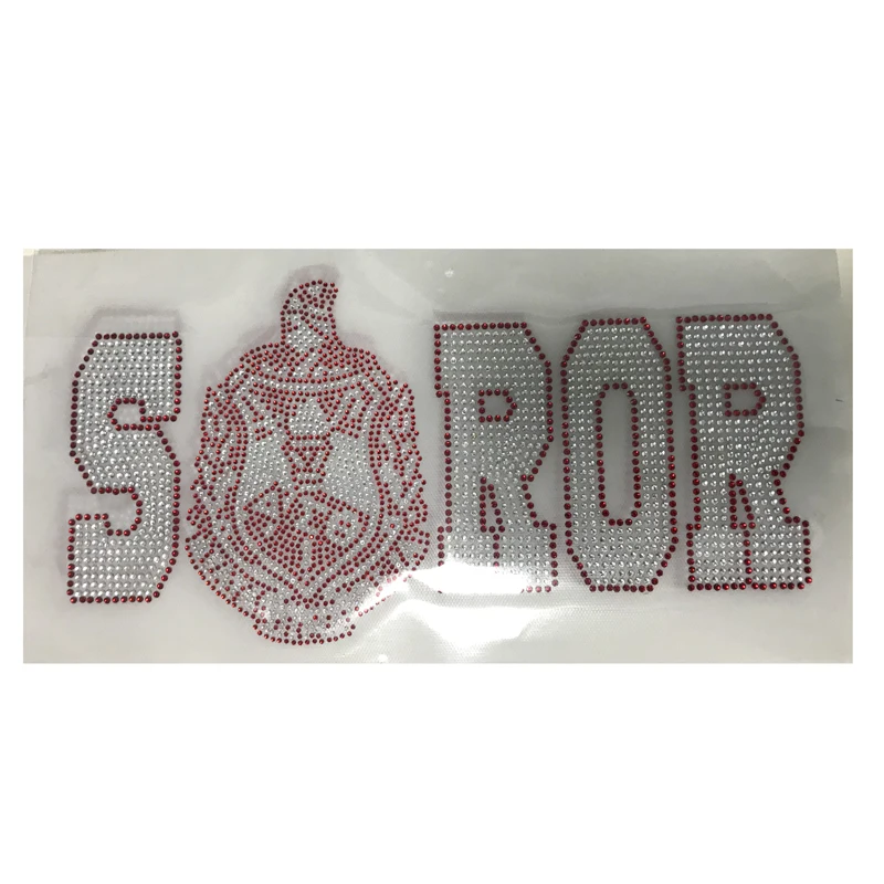 

2021 new Crystal sorority Shield design Delta Sigma Gamma Rho Rhinestone transfer motif for T-shirt clothes, Reference color card