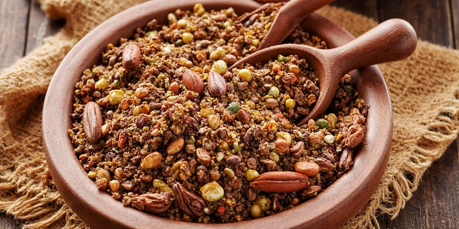 Traditional Lebanese spices laid out before blending
