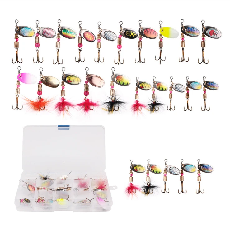 

Wholesale 2-4g isca artificial Lure rotating metallic lure fishing bass trout spinner lure set