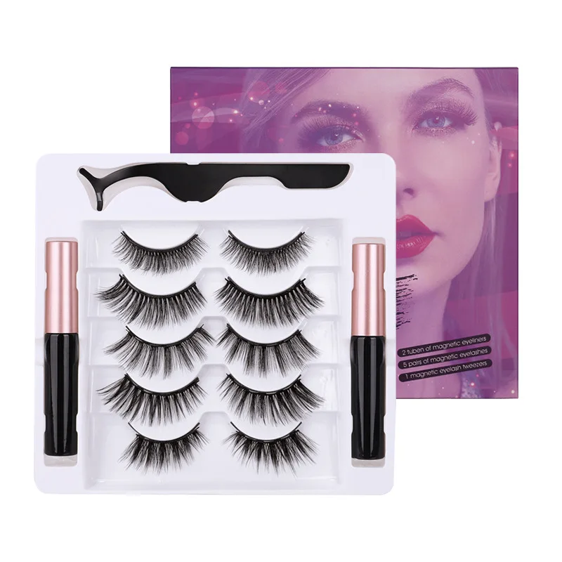 

2021 New arrival glue free eyeliner partner Magnetic false eyelashes, Black