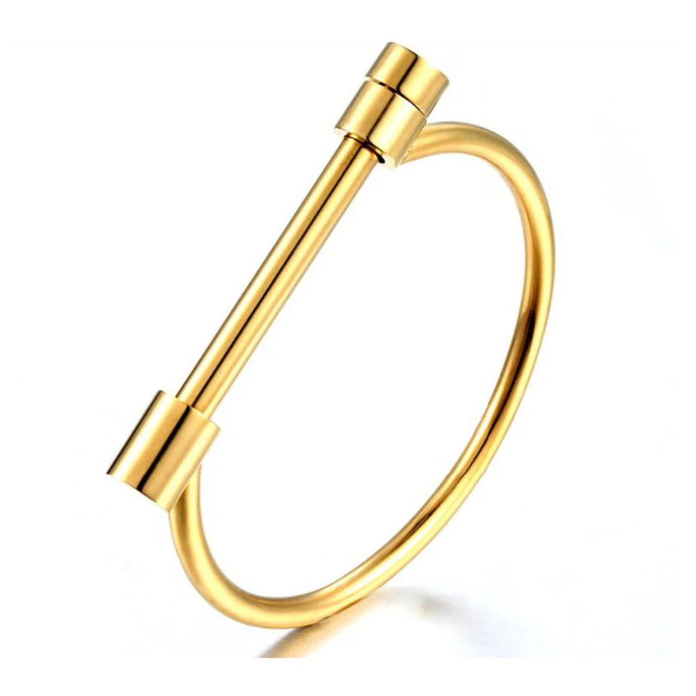 

4 Colors Fashion Stainless Steel Bangle D Shape Horseshoe Buckle Plated Gold Bracelet Jewelry For Women, Customized color
