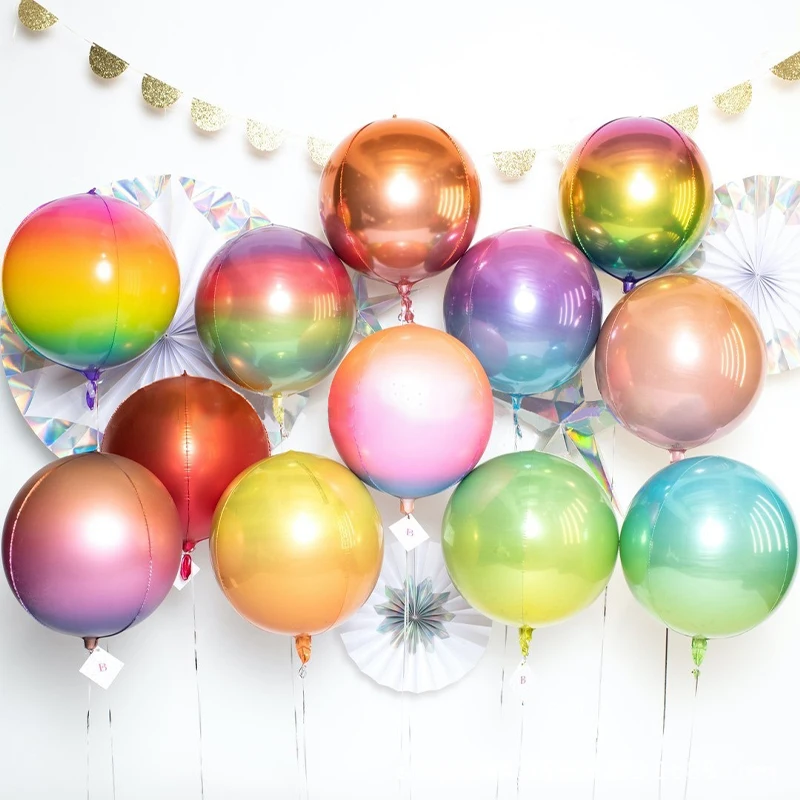 

New Balloon 22 Inch Gradient Color Aluminum Round Circle Balloon 4d Sphere Foil Balloon For Party Wedding Decoration