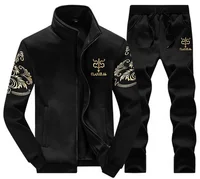 

Custom sport winter suits polyester jogging suits men plain black tracksuit