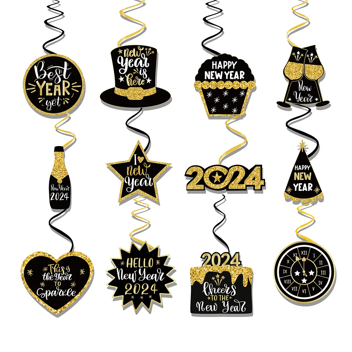 

DAMAI New Year Party Supplies Decoration Set Hot selling Paper Card Hanging Swirls Spiral Decoration 2024