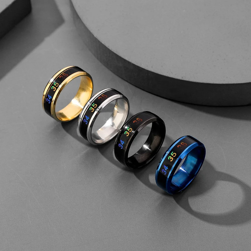 

Smart Sensor Body Temperature Ring Stainless Steel Fashion Display Real-time Temperature Test Finger Ring, White, blue, black, gold,rose gold